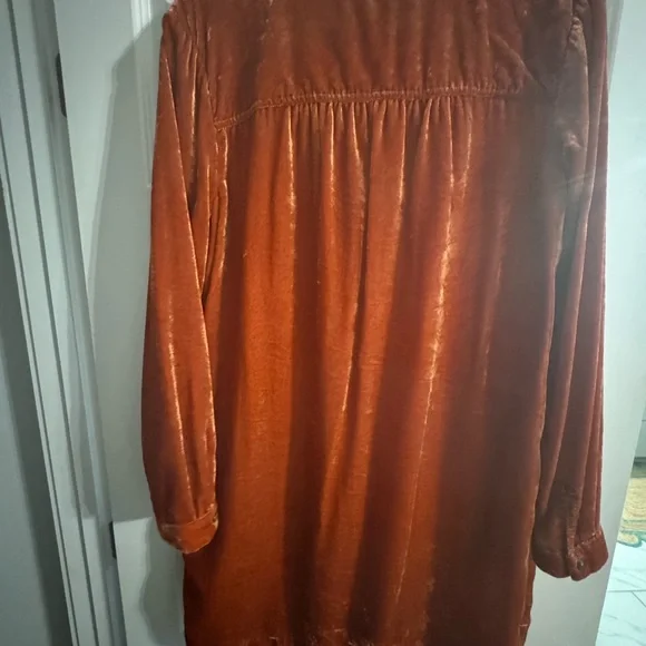 Anthropologie Melody Velvet Tunic Dress - Rust - Picture 3 of 3